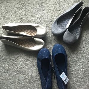 Ballet flats bundle size 7.5- grey, gold, navy NWT